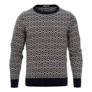 GANT RUGGER The Tuck Stitch Sweater Evening Blue Wool Size L